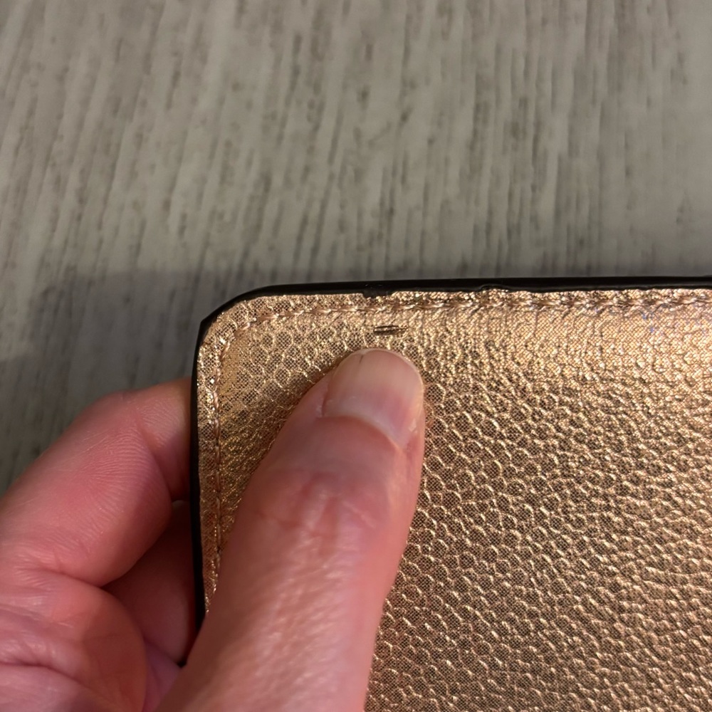 Anne Klein Peach Pink & Gold Bow Accent Cellphone Wallet - Picture 8 of 13